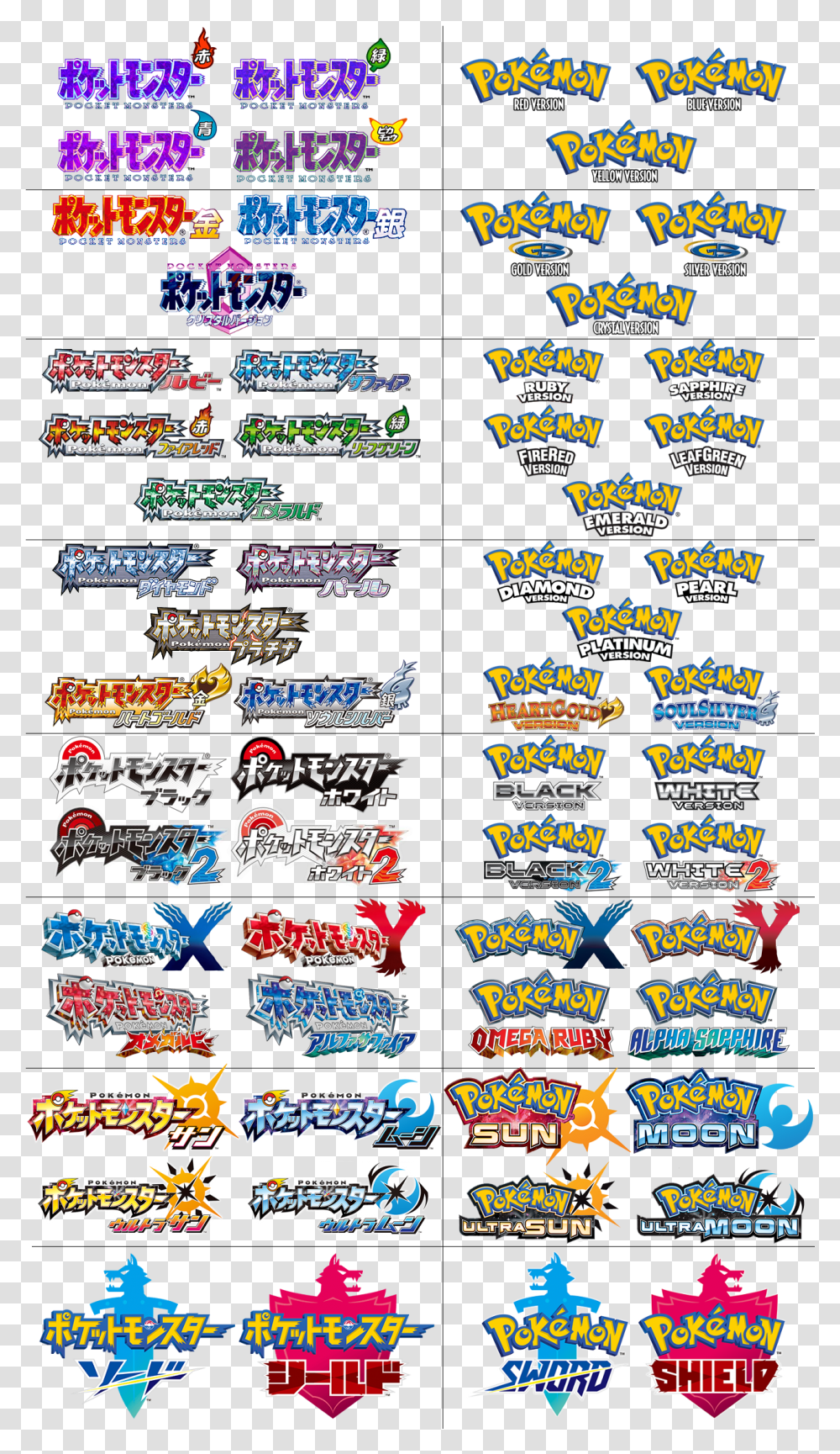All Pokemon Core Games Logo, Label, Text, Menu, Outdoors Transparent Png