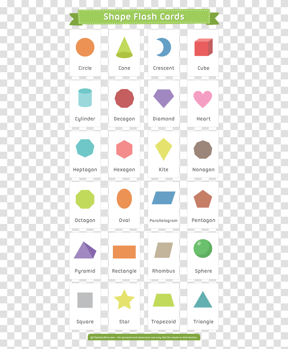 All Shapes Flash Cards, Number, Word Transparent Png