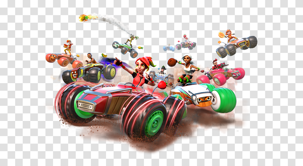 All Star Fruit Racing Characters, Car, Vehicle, Transportation, Toy Transparent Png
