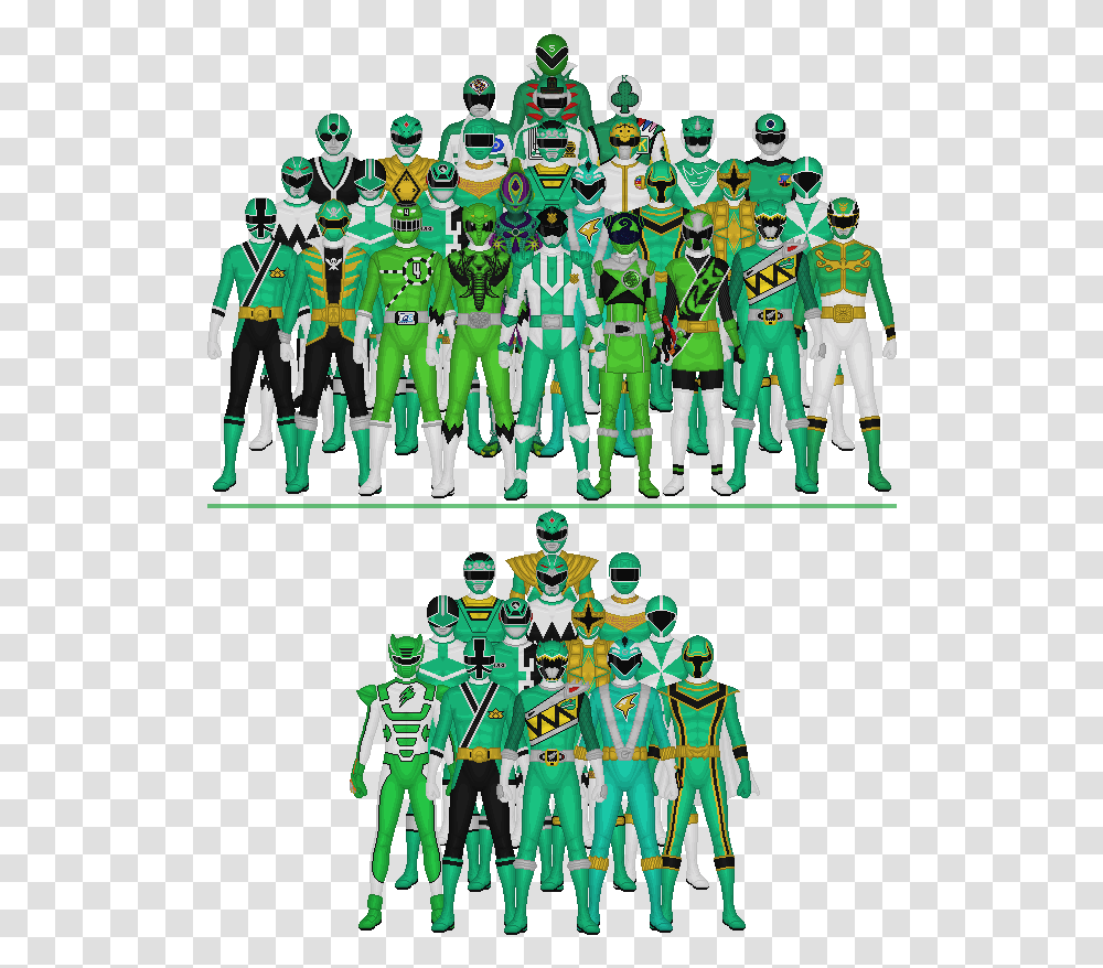 All Super Sentai And Power Rangers Greens By Taiko554 Taiko554 Super Sentai, Person, Human, Crowd, People Transparent Png