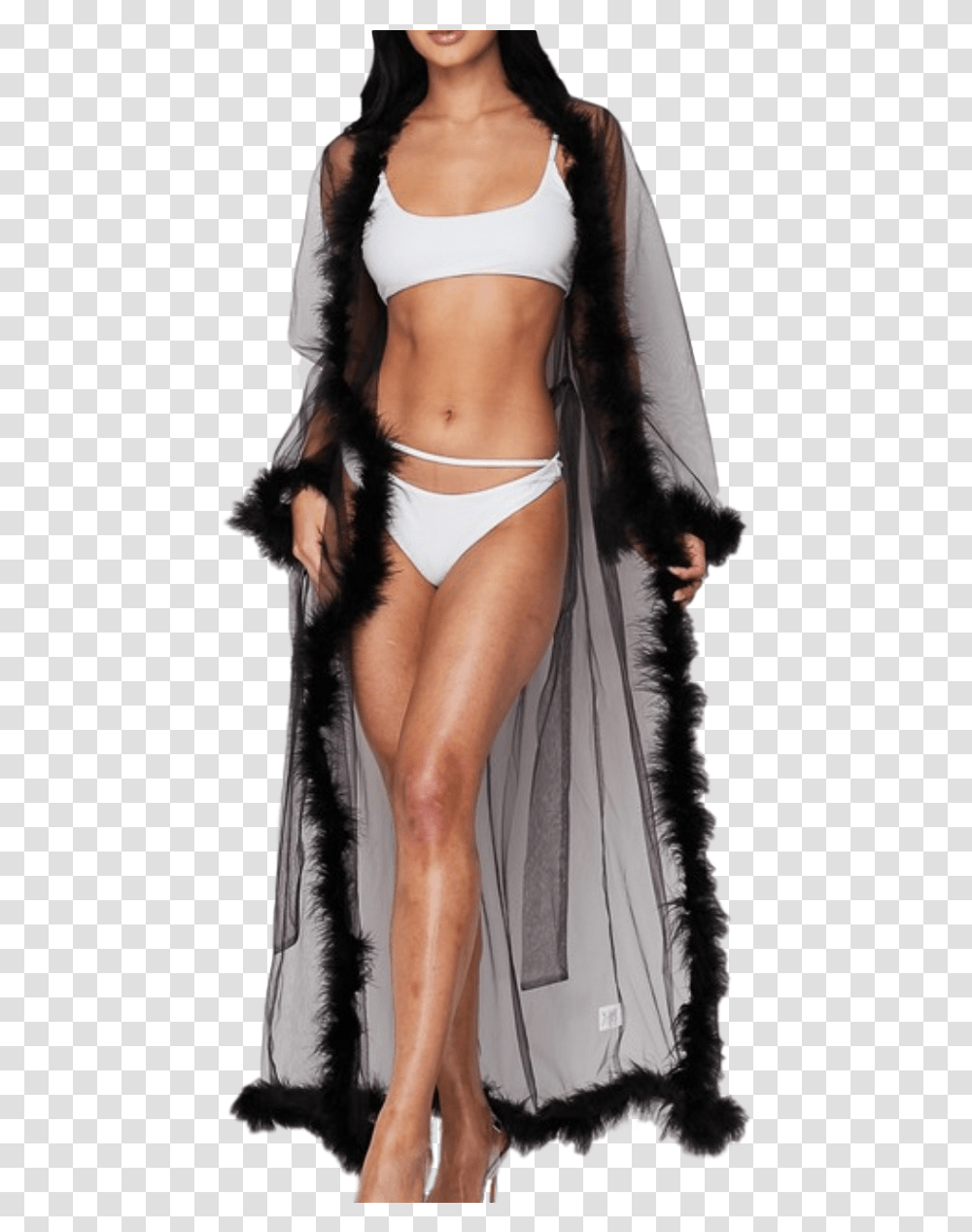 All Wrapped Up In Love Feather Duster Robe Girl, Apparel, Person, Human Transparent Png