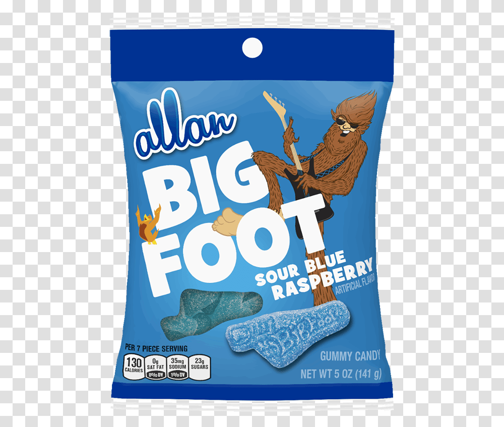Allan Big Foot Sour Blue Raspberry Gummy Candy 5oz Electric Blue, Advertisement, Poster, Flyer, Paper Transparent Png