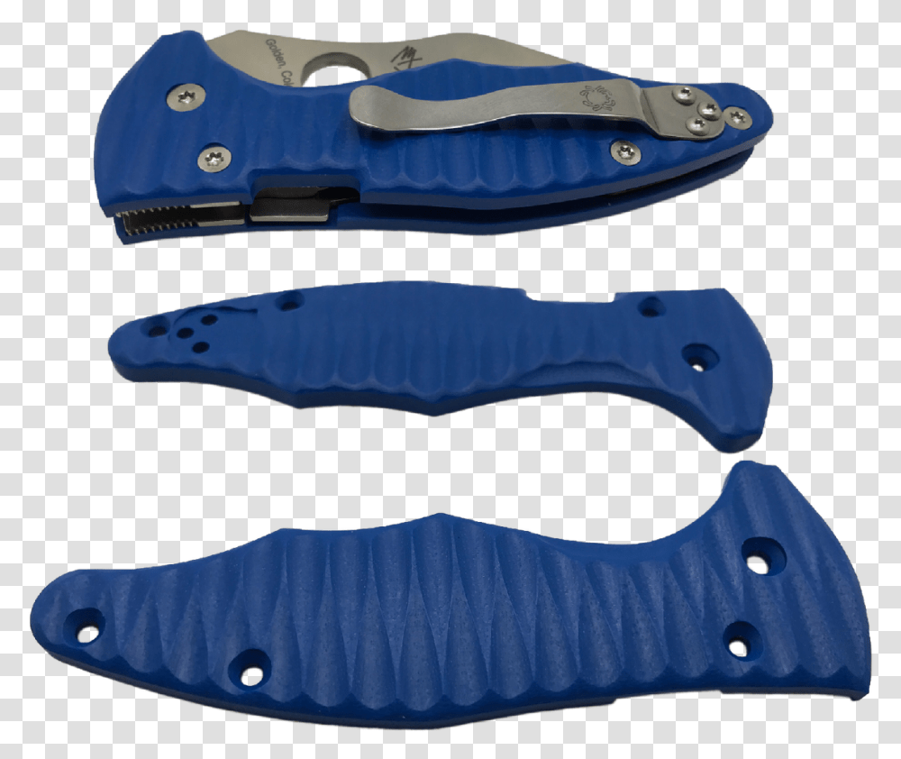 Allen Putman Blue Grooved G10 Yojimbo 2 Blade Scales Utility Knife, Tool, Weapon, Weaponry, Handle Transparent Png