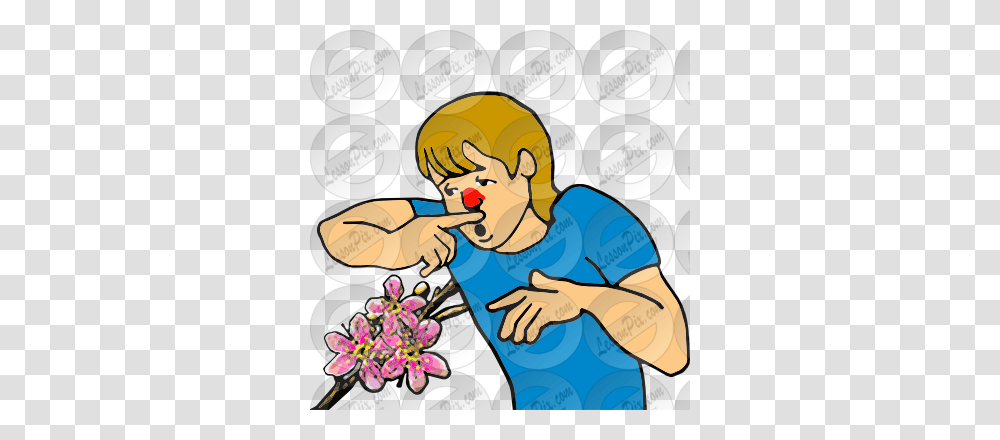 Allergy Picture For Classroom Therapy Use, Plant, Face, Smelling, Advertisement Transparent Png