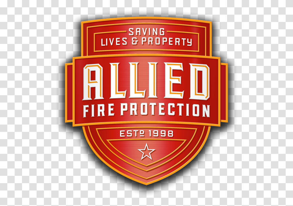 Allied Fire Protection Emblem, Logo, Trademark, Beverage Transparent Png