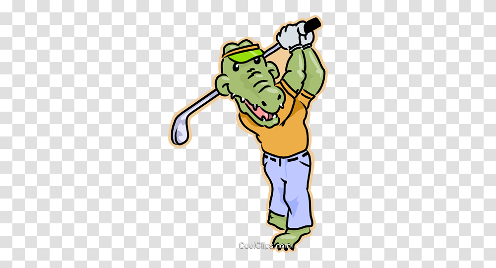 Alligator Golfing Royalty Free Vector Clip Art Illustration, Hand, Face, Fist Transparent Png