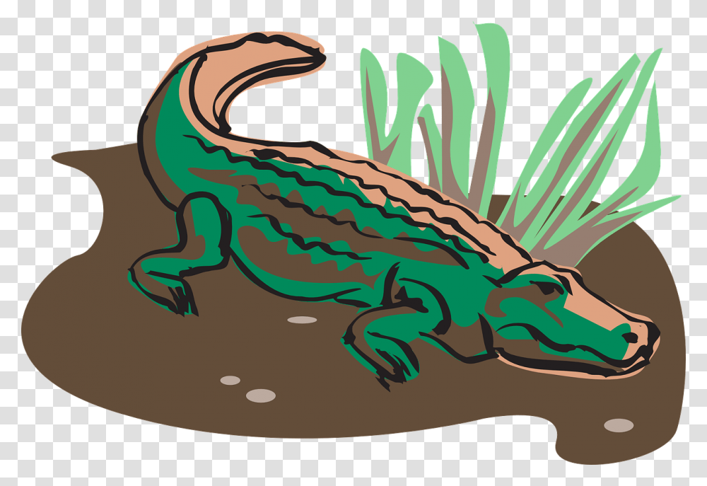 Alligator In Mud Cartoon, Crocodile, Reptile, Animal, Bird Transparent Png