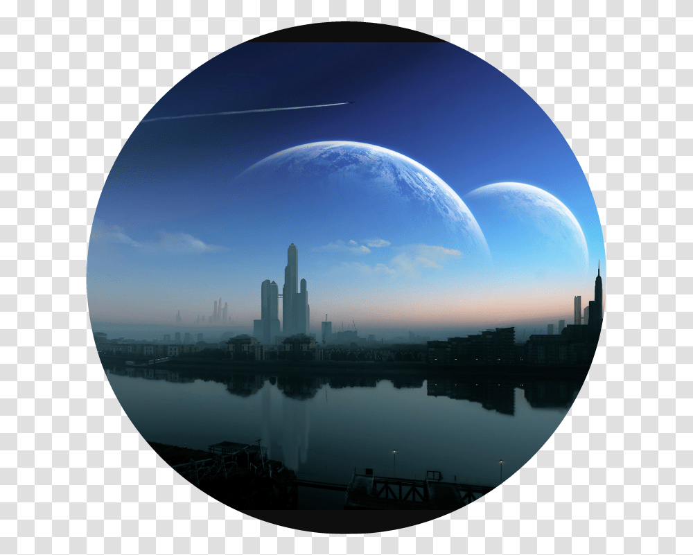 Allpicsart Planet City Landscape Night Manifest Destiny Sci Fi, Window, Sphere, Porthole, Fisheye Transparent Png