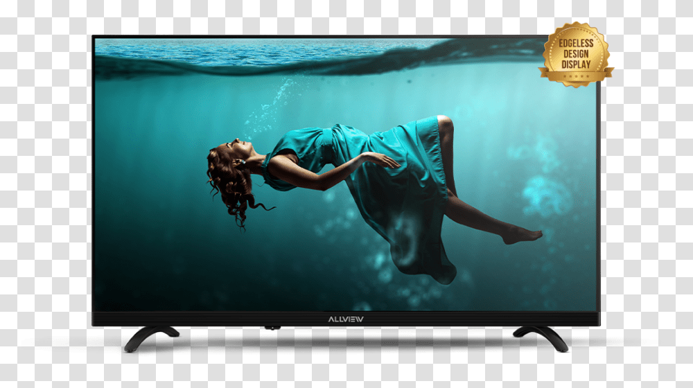 Allview Smart Tv Edgeless Netflix Tv Led Smart Telefunken Diagonala 107 Cm, Monitor, Screen, Electronics, Person Transparent Png