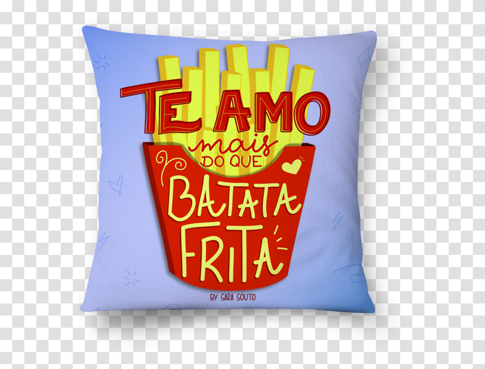 Almofada Amor E Batata Frita De By Sara Soutona, Pillow, Cushion, Food, Word Transparent Png