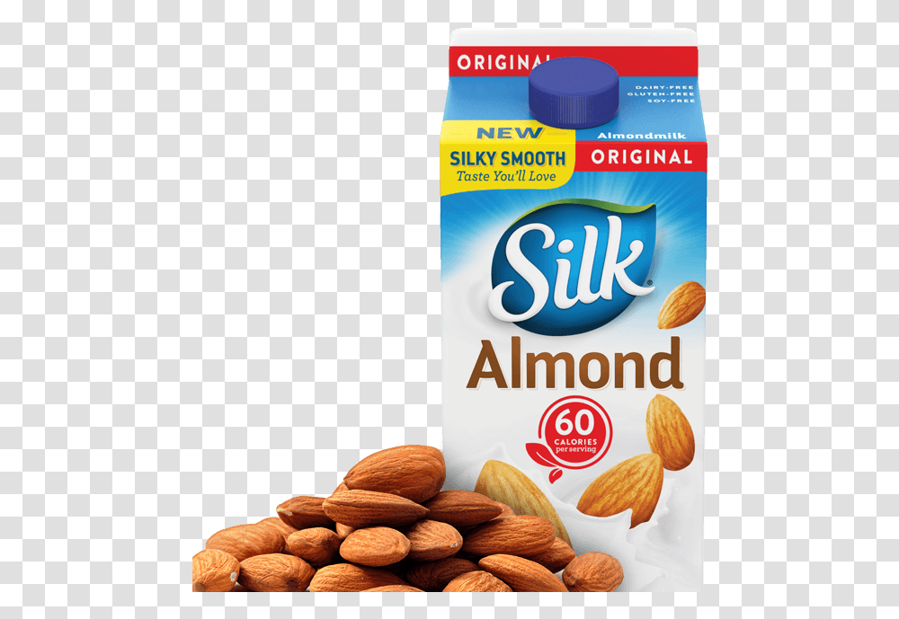 Almond Silk Almond Milk Sweetened, Nut, Vegetable, Plant, Food Transparent Png