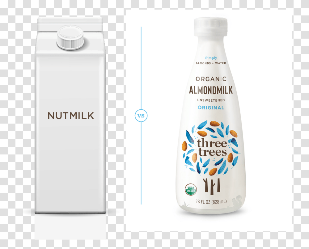 Almondmilk Organic Vegan Foods Three Trees Almond Milk, Bottle, Shampoo, Shaker, Lotion Transparent Png