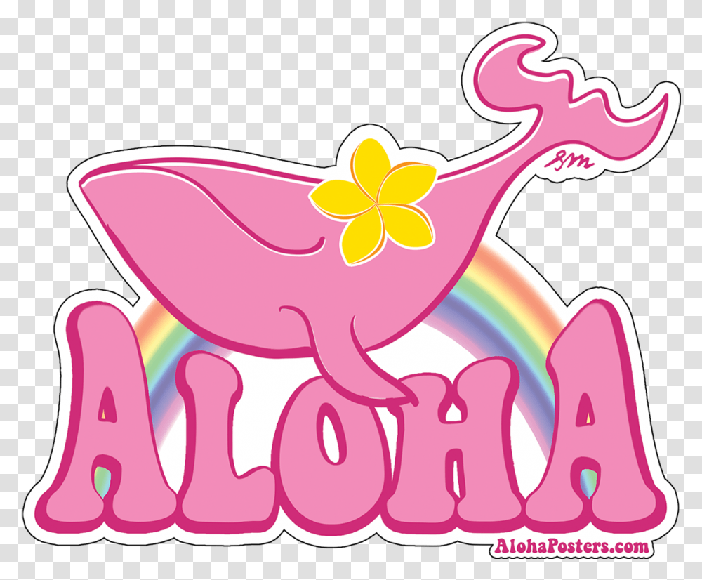 Aloha Whale Pink Hawaiian Rainbow Rainbow Stickers, Gecko, Lizard, Reptile, Animal Transparent Png