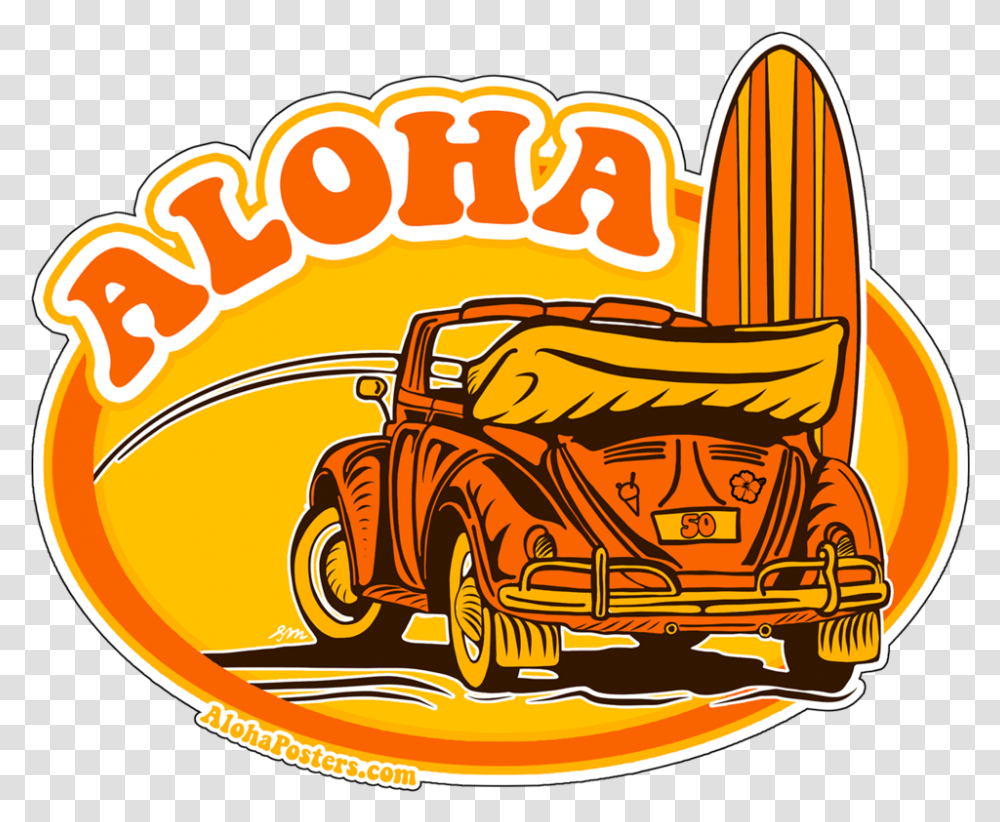 Alohaposters Sunset Beetle Sticker, Vehicle, Transportation, Car, Automobile Transparent Png