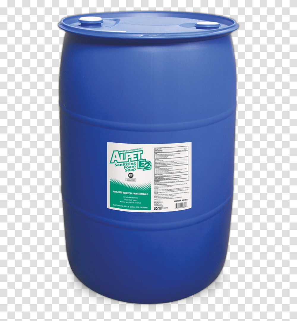 Alpet E2 Sanitizing Foam Soap 55 Gallon Drum Hand Sanitizer, Barrel, Keg, Cylinder, Milk Transparent Png