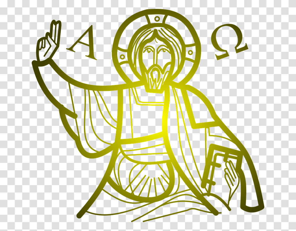 Alpha Christ Christian Comic Characters Jesus Pantocrator Clipart, Logo, Trademark, Emblem Transparent Png