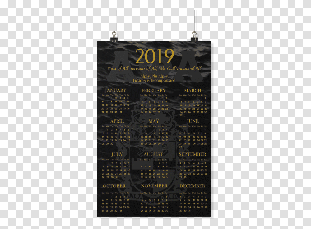 Alpha Phi Alpha 2019 Calendar Banner, Poster, Advertisement, Scoreboard Transparent Png
