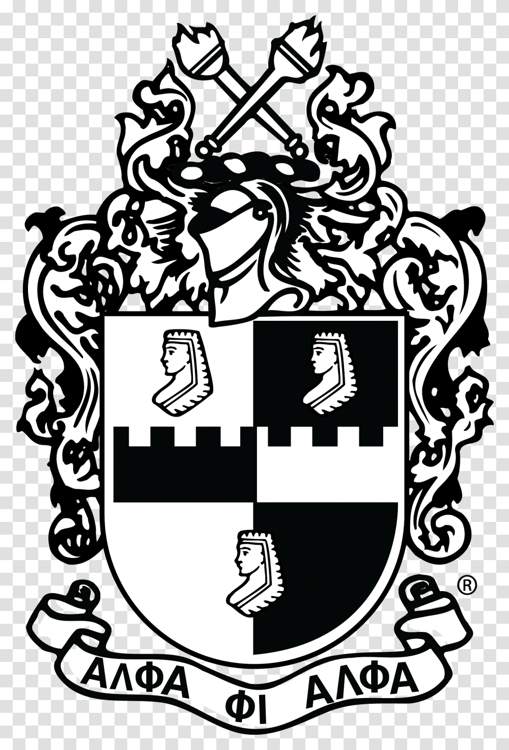 Alpha Phi Alpha Crest Alpha Phi Alpha Crest Black And White, Armor, Shield Transparent Png