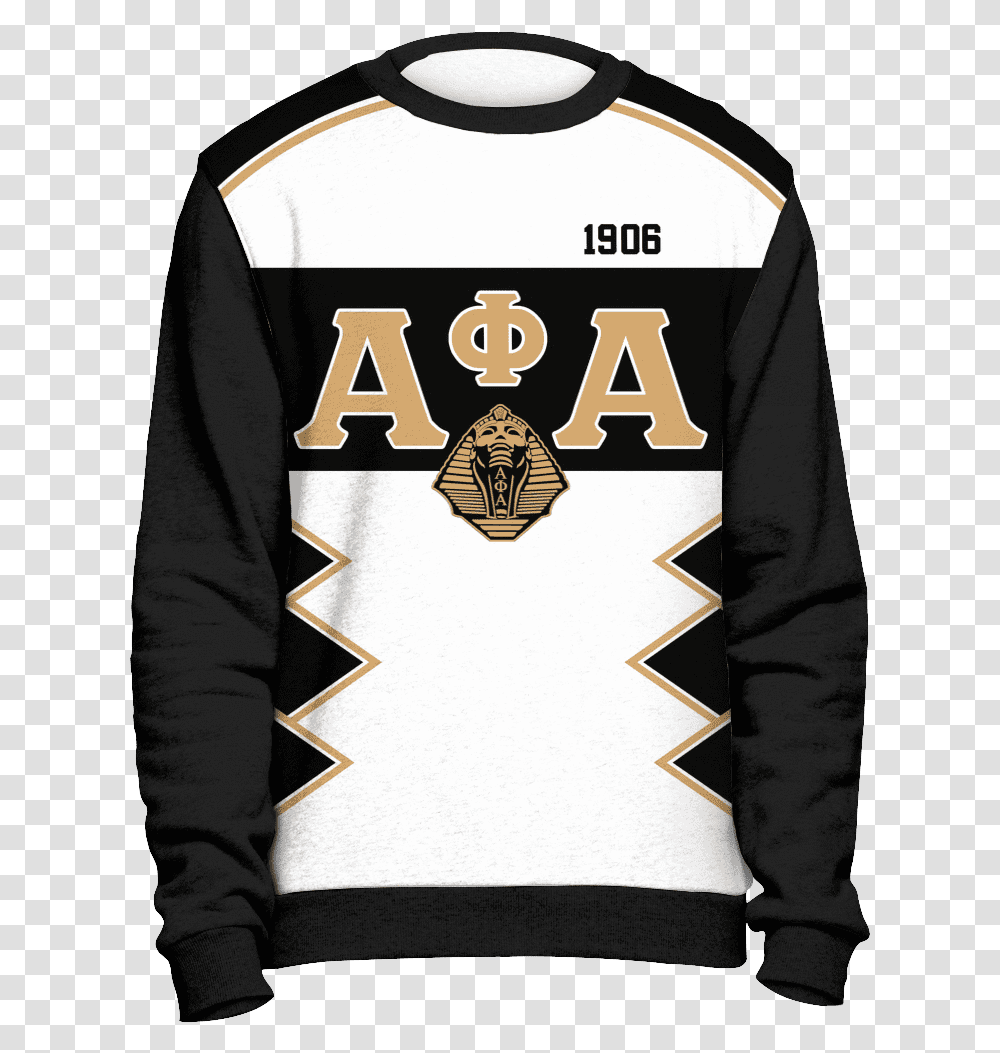 Alpha Phi Alpha Initials And Year Black Sweatshirt Omega Psi Phi Ugly Christmas Sweater, Sleeve, Long Sleeve Transparent Png