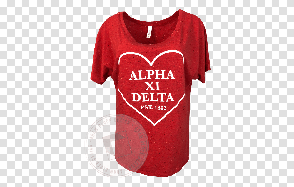 Alpha Xi Delta Heart Outline Flowy Tee Adam Block Active Shirt, Clothing, Apparel, T-Shirt, Clock Tower Transparent Png