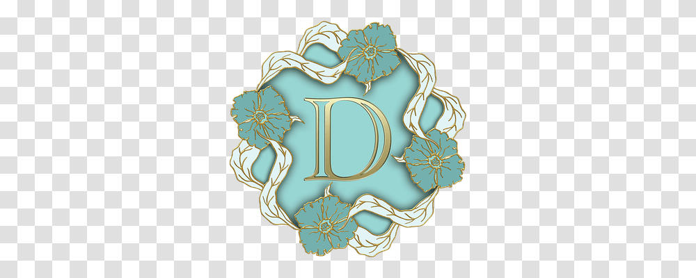 Alphabet Ornament, Turquoise, Porcelain, Pottery Transparent Png