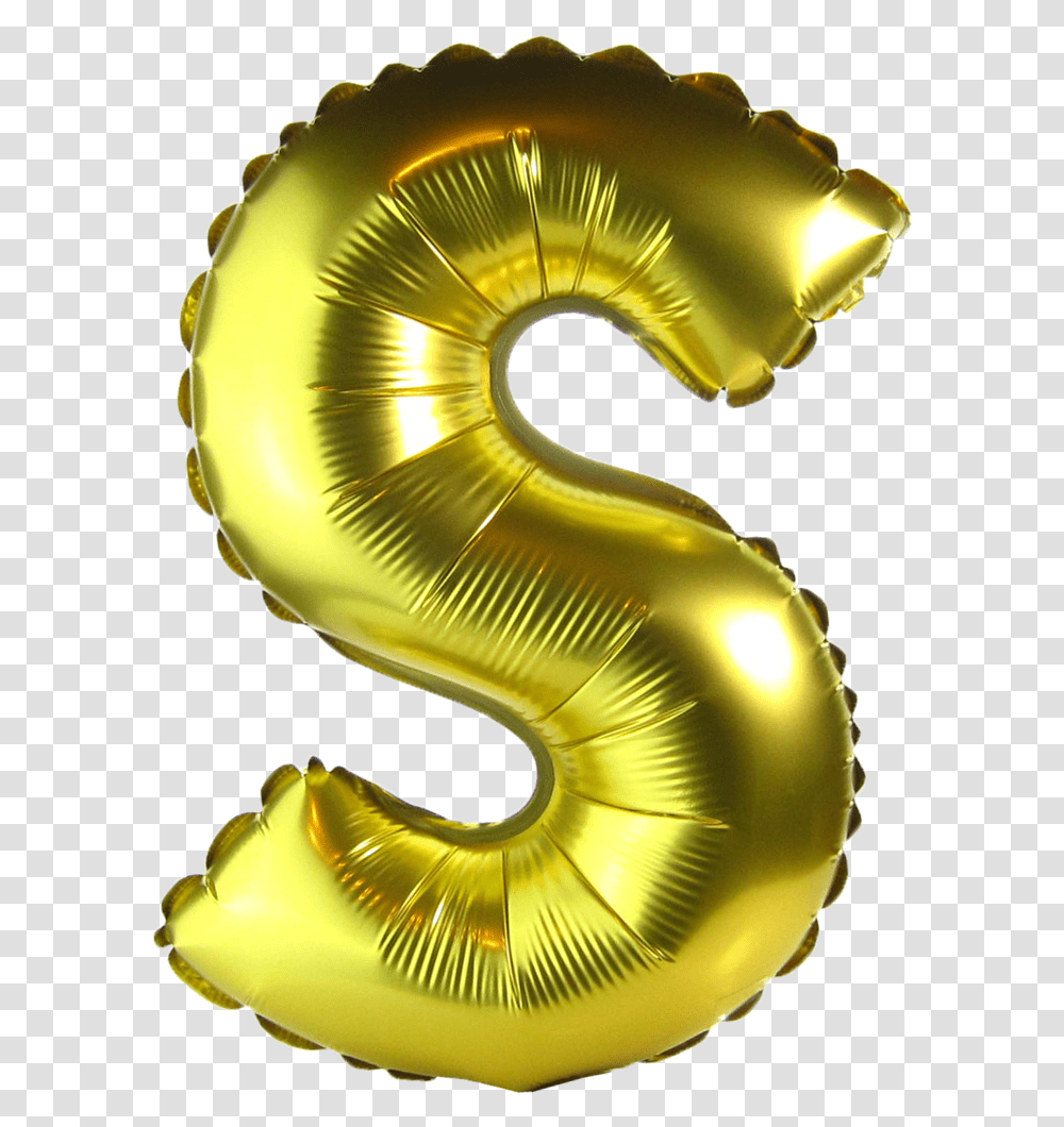 Alphabet Balloons S Balloon Letter Gold, Fungus, Pattern Transparent Png