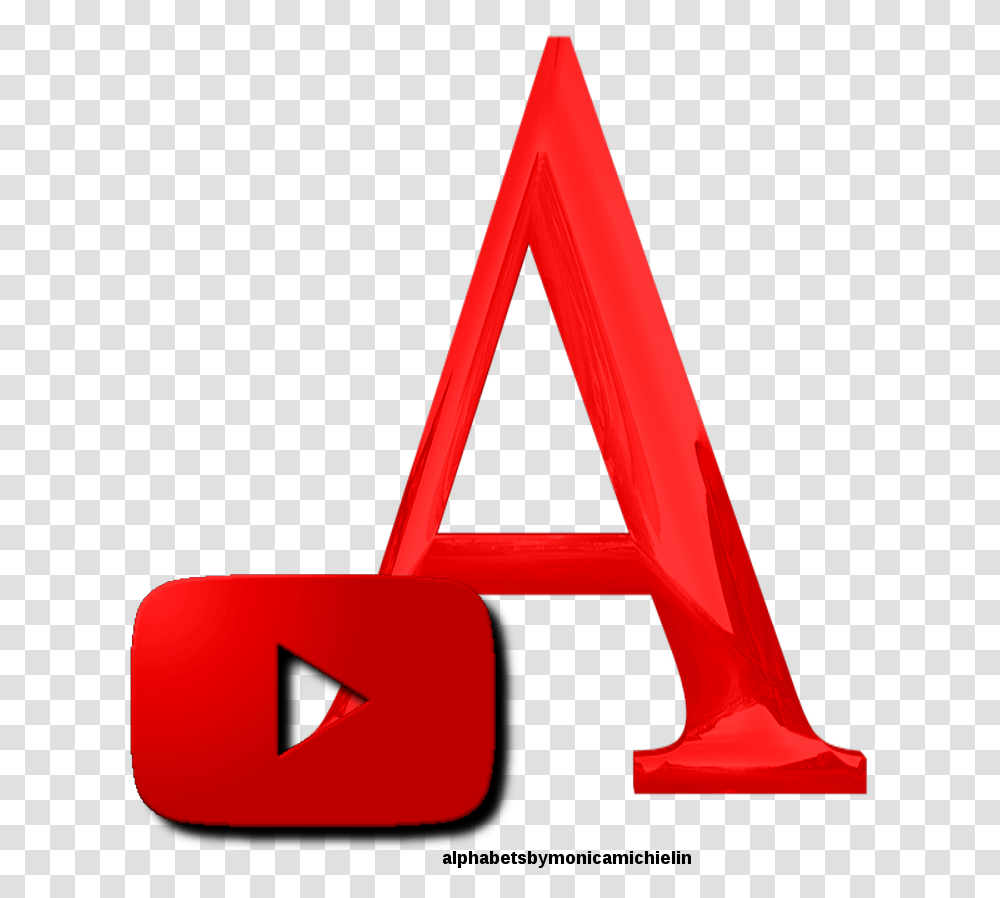 Alphabets By Monica Michielin Red Youtube Logo Alphabet And Clip Art, Triangle, Symbol, Cone Transparent Png