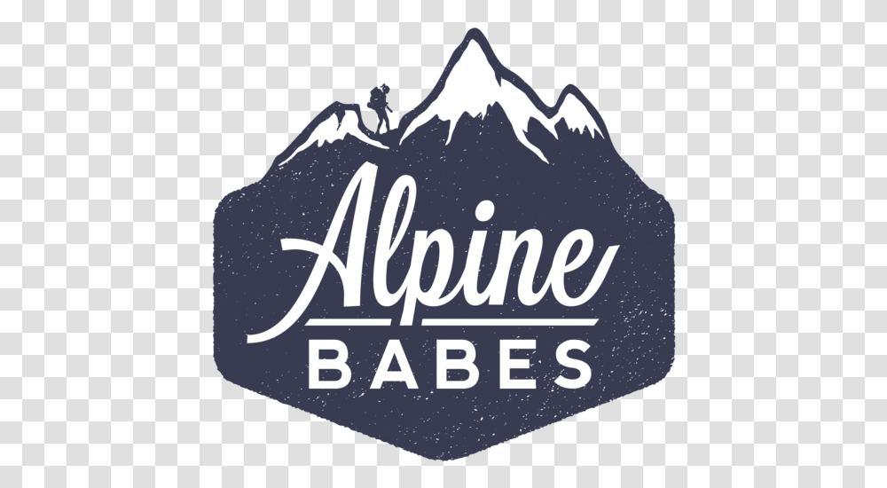 Alpine Babes Logo Instagram Account Sign, Text, Label, Alphabet, Outdoors Transparent Png