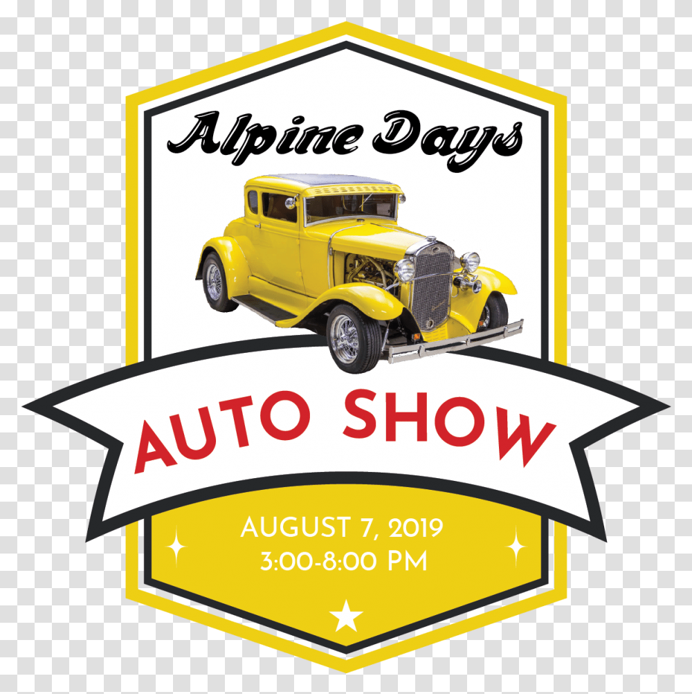 Alpine Days Auto Show Vintage Car Cartoon Vintage Car, Advertisement, Flyer, Poster, Paper Transparent Png