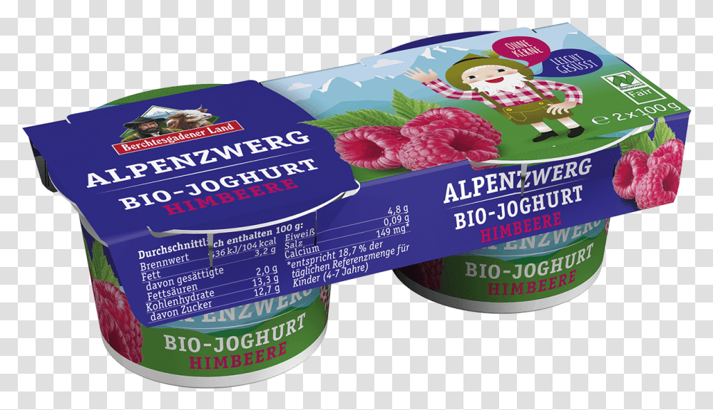Alpine Gnome Organic Yoghurt 2 X 100 G Pot Raspberry Bio Kinder Joghurt, Tin, Can, Label Transparent Png