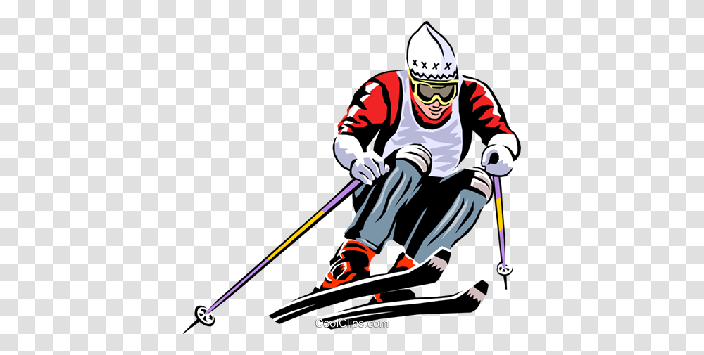 Alpine Skier Royalty Free Vector Clip Art Illustration, Person, Skiing, Sport, Snow Transparent Png