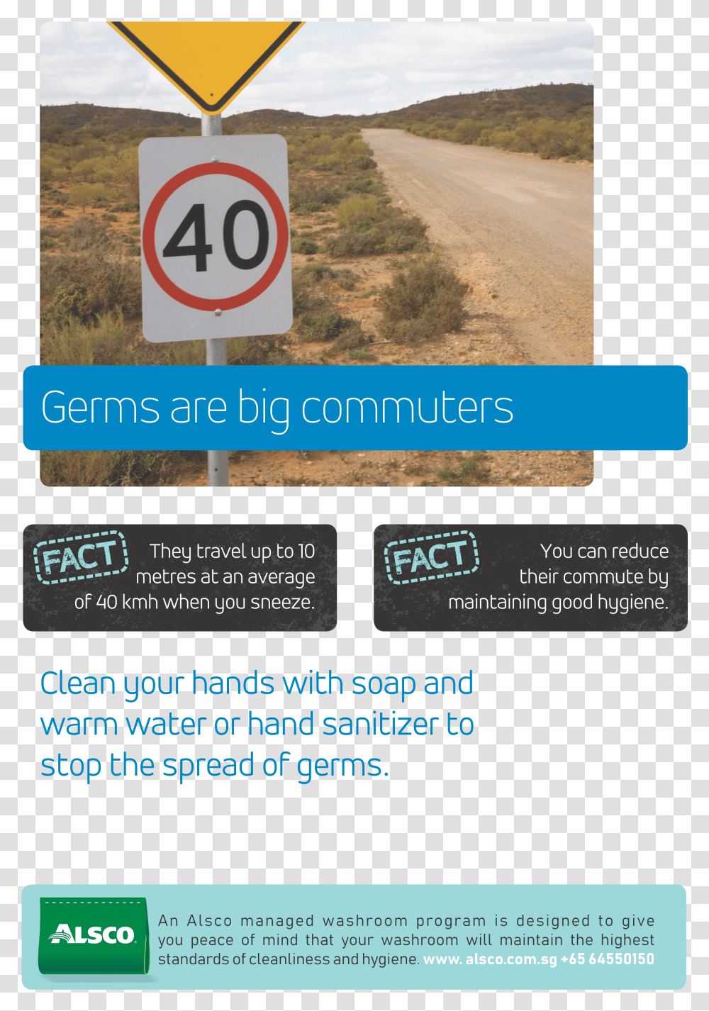 Alsco Hygiene Poster With A Road Sign 40 Speed Limit Sign, Word, Number Transparent Png