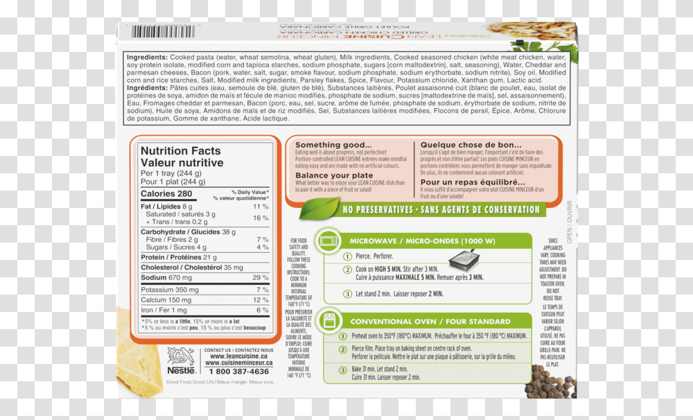 Alt Text Placeholder Lean Cuisine Nutrition Facts, Page, Label, Poster, Advertisement Transparent Png