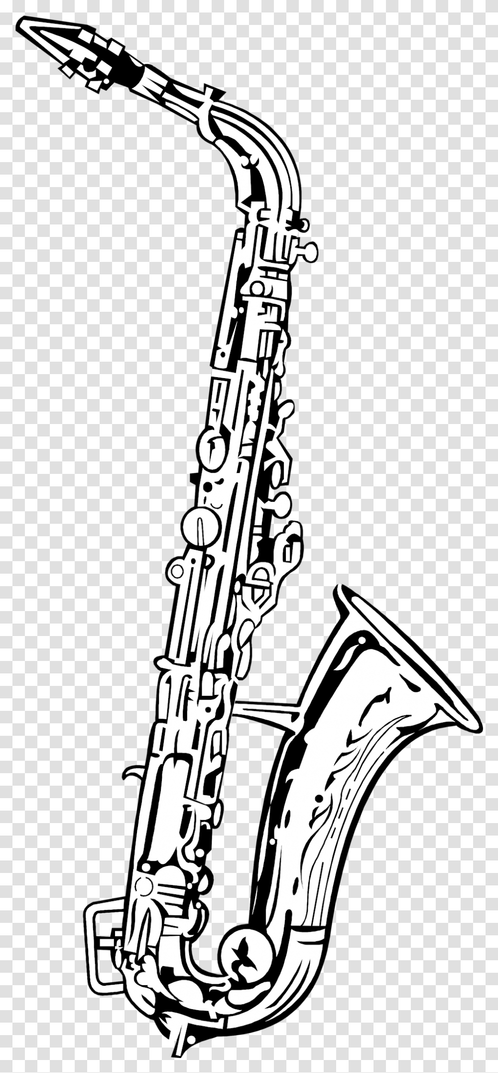 Alto Saxophone Drawing Tenor Black And White Saxophone, Leisure Activities, Musical Instrument Transparent Png