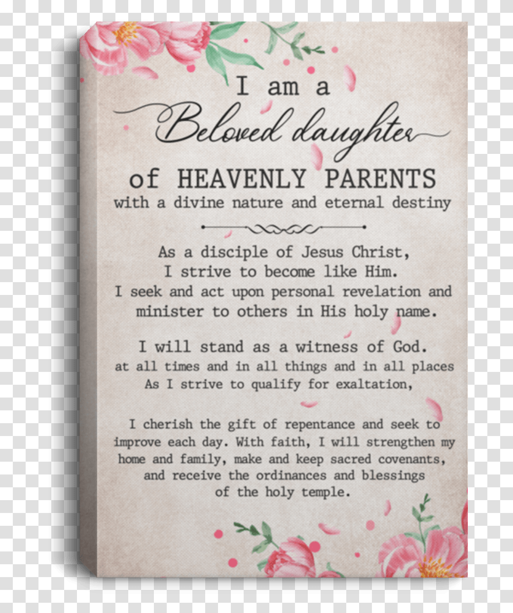 Am A Beloved Daughter Of Heavenly Parents, Flyer, Poster, Paper Transparent Png