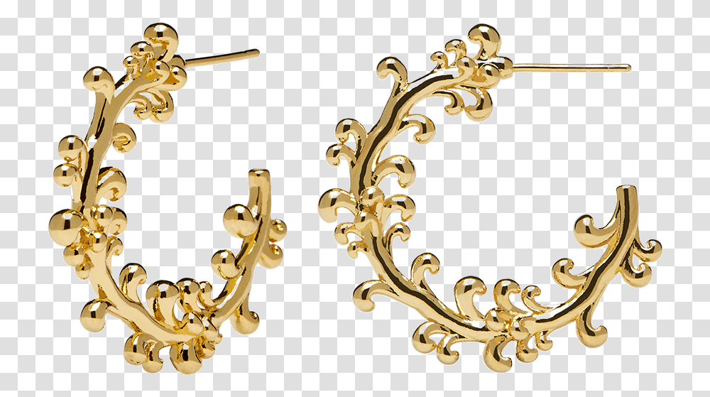 Amalfi Gold Earrings, Floral Design, Pattern Transparent Png