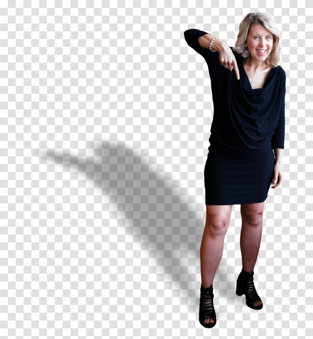 Amanda Pointing Down Shadow Little Black Dress, Sleeve, Person, Long Sleeve Transparent Png