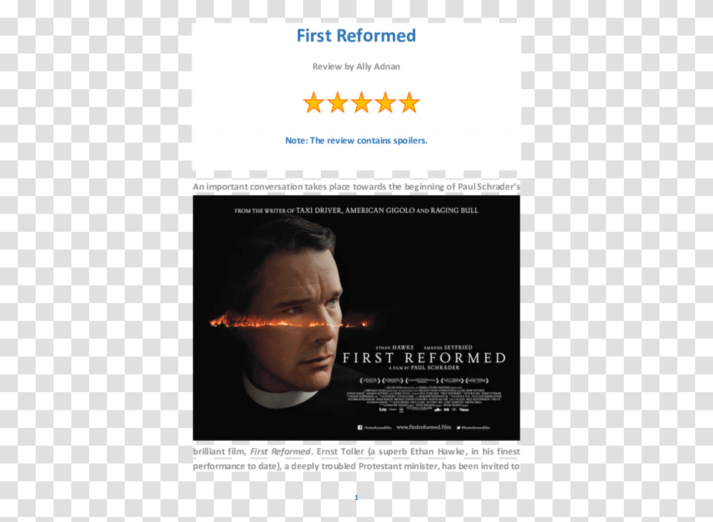 Amanda Seyfried First Reformed Movie Poster, Advertisement, Flyer, Paper, Brochure Transparent Png