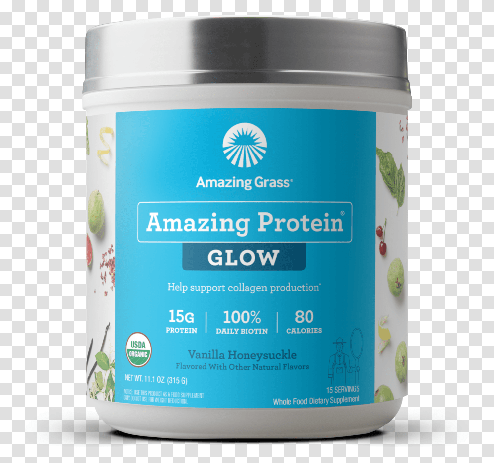 Amazing Grass Amazing Protein Glow Download Amazing Grass Glow Protein, Paint Container, Label, Barrel Transparent Png