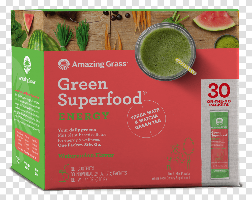 Amazing Grass Green Superfood Energy Watermelon Flavor Transparent Png