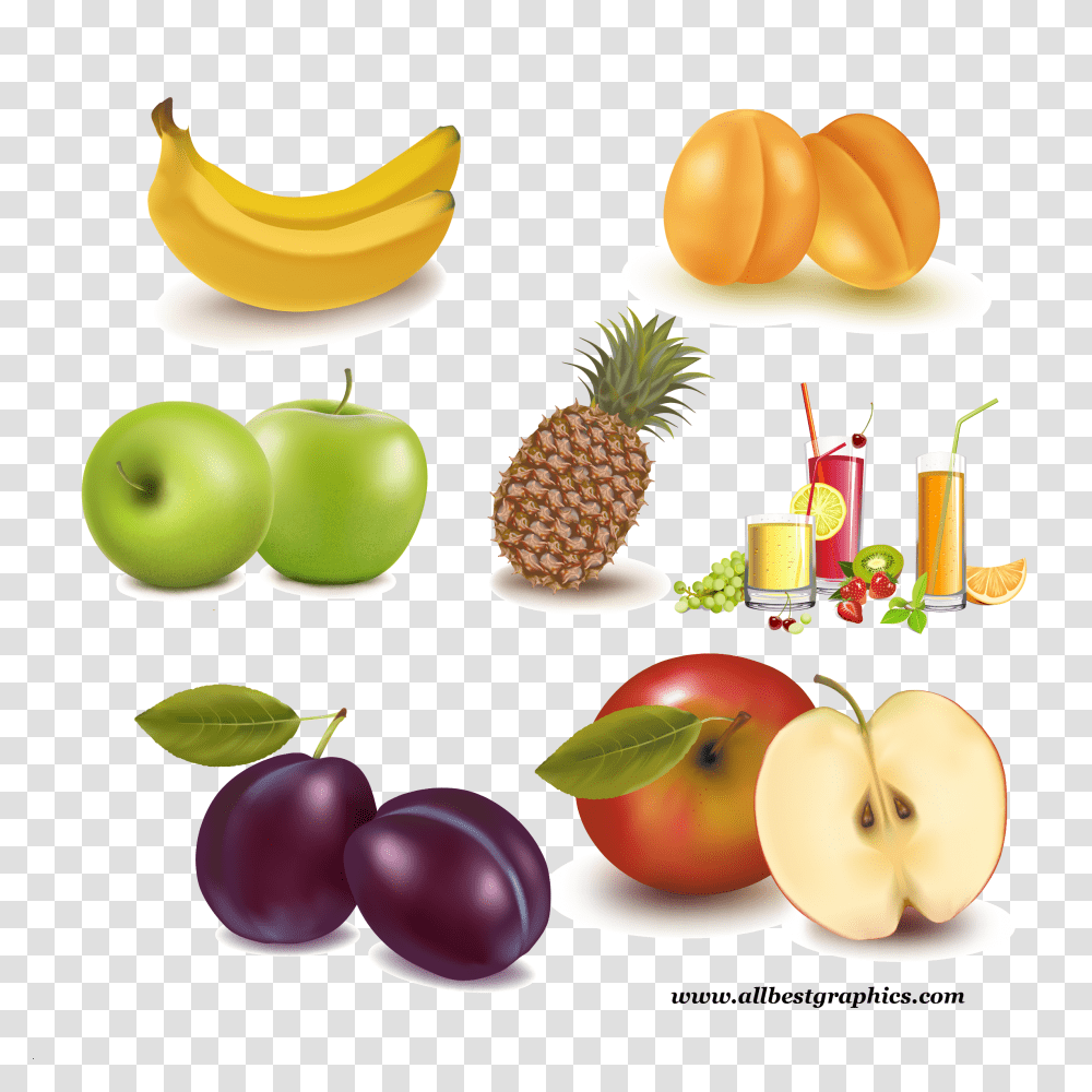 Amazing Organic And Exquisite Fruits Collection Juice Vector, Plant, Food, Pineapple, Peach Transparent Png