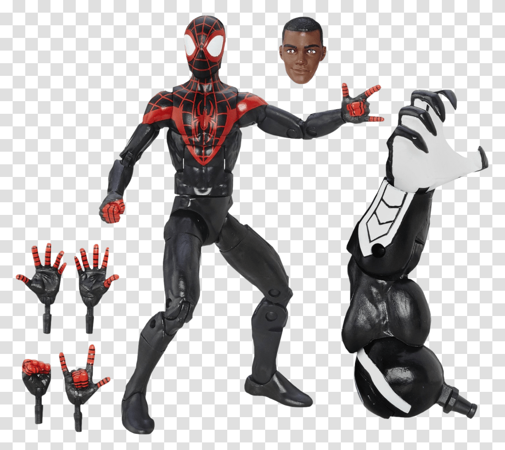 Amazing Spider Man Marvel Legends Spider Man Miles Morales, Ninja, Person, Toy, Costume Transparent Png