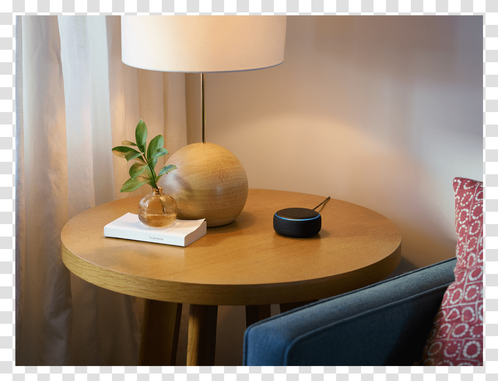 Amazon Echo Dot 3rd Gen 2018, Chair, Furniture, Lamp, Wood Transparent Png