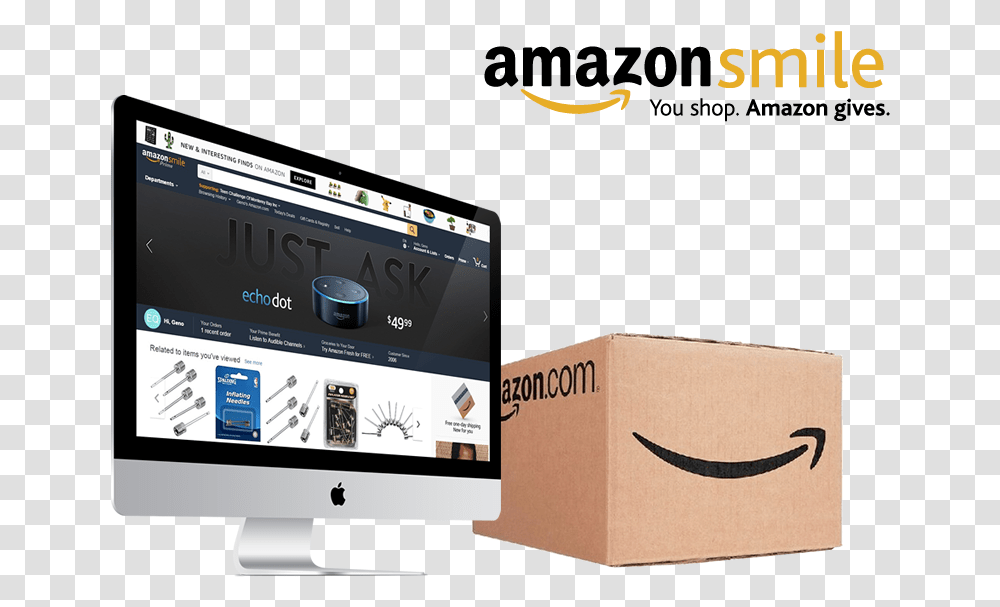 Amazon Smile, Box, Cardboard, Monitor, Screen Transparent Png