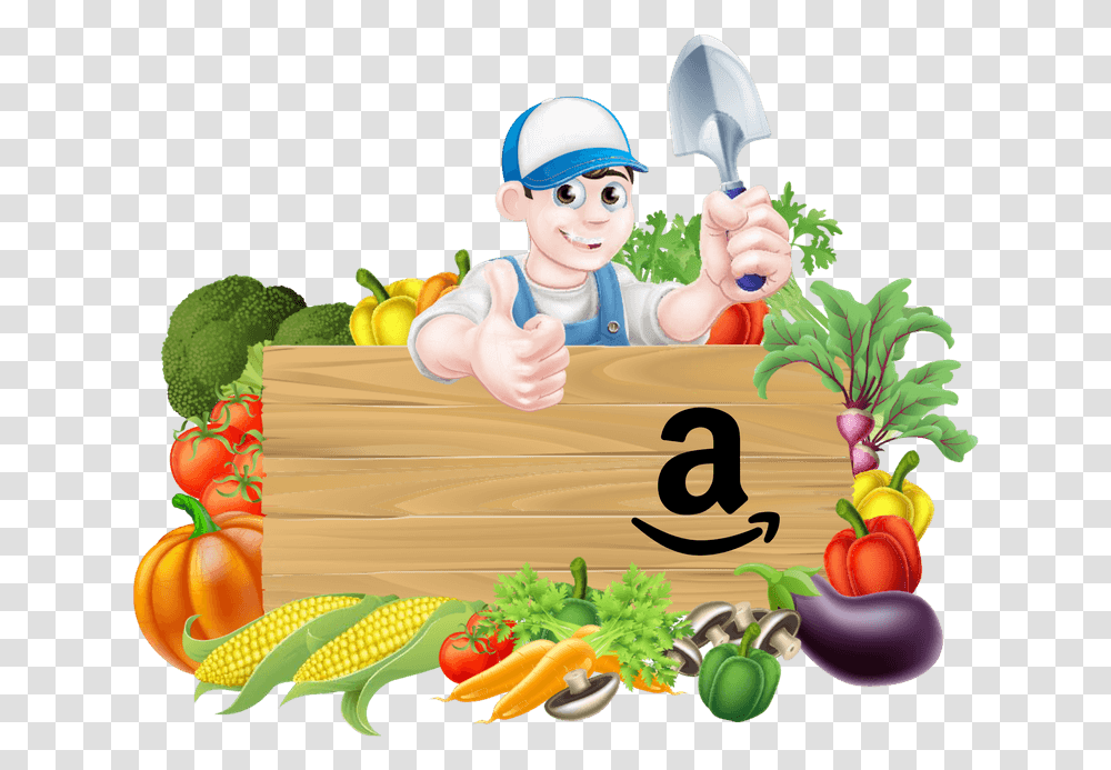 Amazon Whole Foods Vegetable Garden Cartoon, Plant, Number Transparent Png