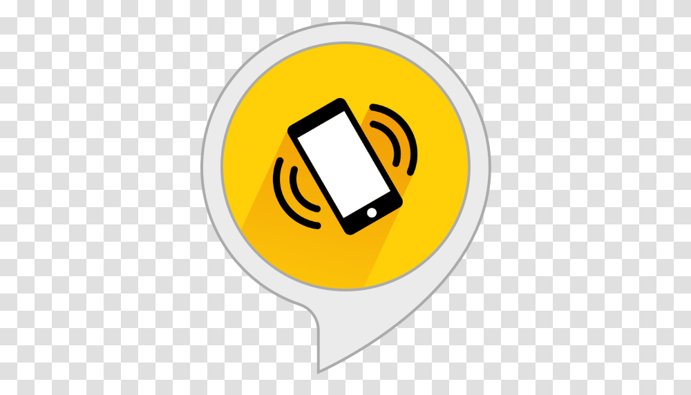 Amazoncom Find My Phone Alexa Skills Yellow Find My Iphone Logo, Text, Symbol, Number, Electronics Transparent Png