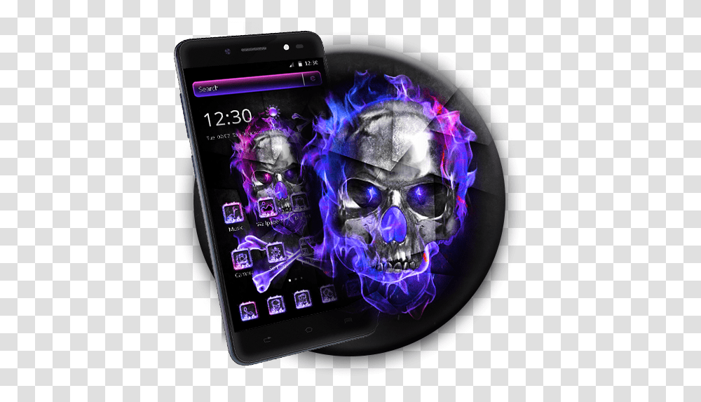 Amazoncom Flaming Violet Skull Theme Apps & Games Metal Skull On Fire, Mobile Phone, Electronics, Cell Phone, Sunglasses Transparent Png