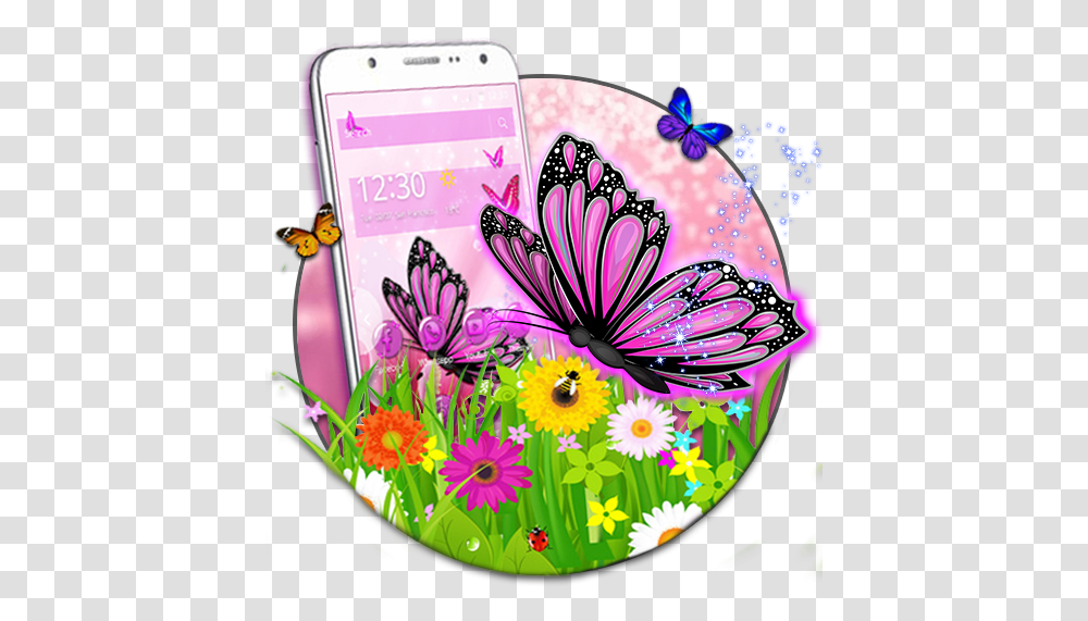 Amazoncom Pink Purple Butterfly Flower 2d Theme Appstore Smartphone, Electronics, Graphics, Floral Design, Pattern Transparent Png