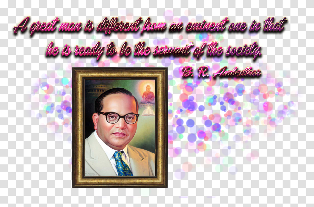 Ambedkar Quotes Image Picture Frame, Tie, Glasses, Person, Poster Transparent Png