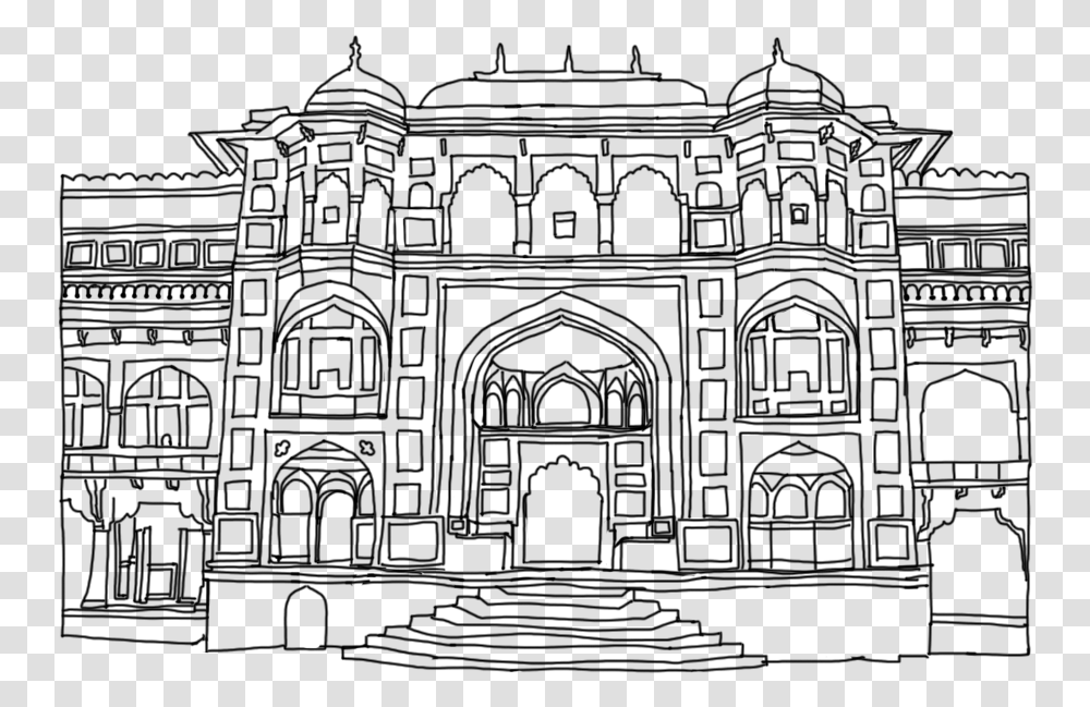 Amber Fort Line Drawing, Gray, World Of Warcraft Transparent Png